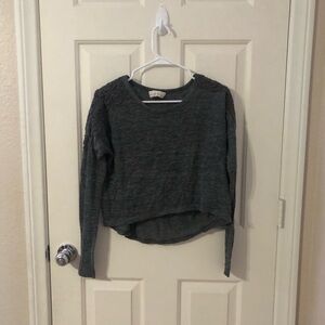 Abercrombie & Fitch Dark Gray Knit Pullover with Lace Shoulder Detail